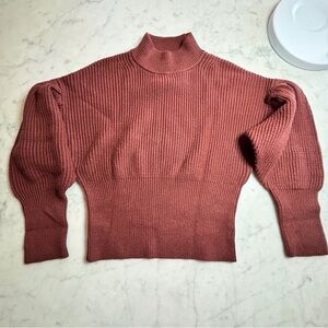 Express Women's Ribbed Sweater - Brick Red Brown
